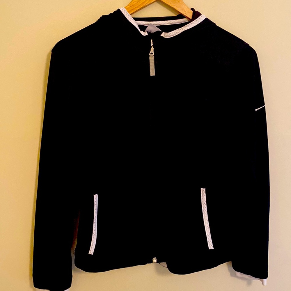 Nike Dri Fit Black With White Trim Hoodie Size Small